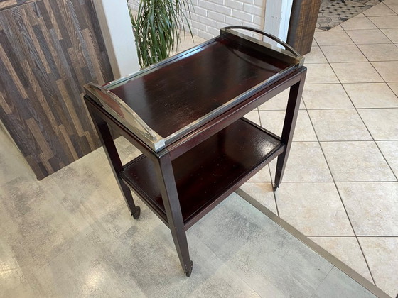 Image 1 of Bar serving trolley with castors 1 removable tray art deco 1930