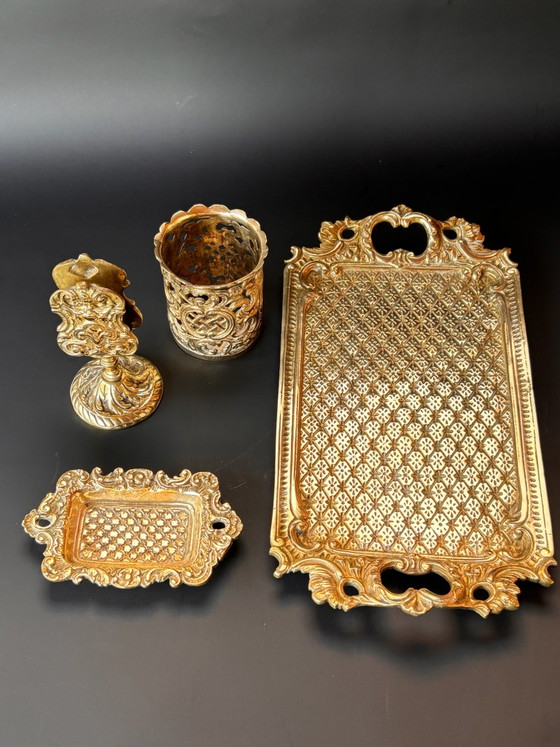 Image 1 of Komplettes Raucherset aus vergoldetem Messing – Rokoko-/Napoleon-III.-Stil