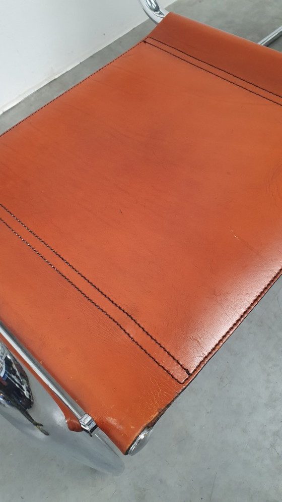 Image 1 of Fasem Italy 70s vintage chairs cognac harness leather, Mart Stam Breuer