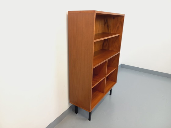Image 1 of Scandinavian modernist style modular bookcase in teak and black metal from the 60s