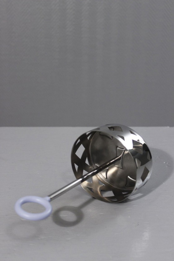 Image 1 of Service à condiments vintage Alessi inox & cristal huilier vinaigrier 1990s