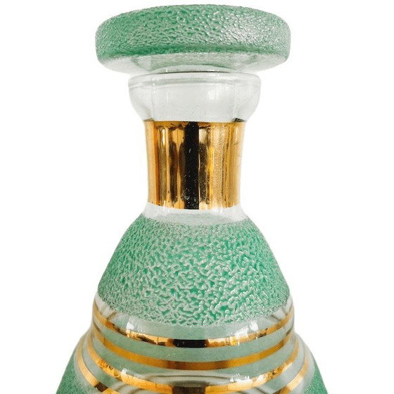 Vintage Mid-Century Liqueur Decanter Carafe Turquoise Sugared Booms Glass 1950s – Glass & Decanter (photo 8 of 16)
