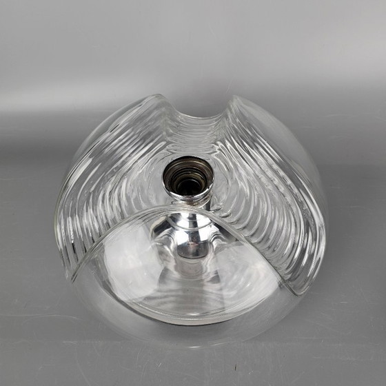 Image 1 of Vintage Space Age Ceiling Lamp – Peill & Putzler “Wave” / “Futura” – 1970s Germany – Glass and Metal – Ø 32 cm.