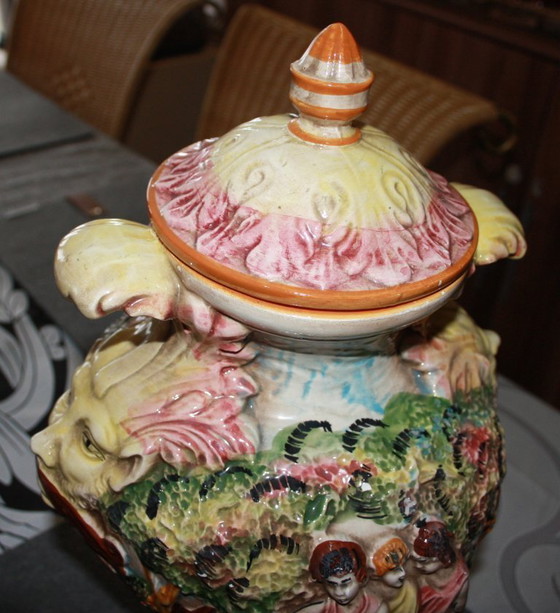 Image 1 of Capodimonte decorative vase with lid – Italian ceramics – 44 cm