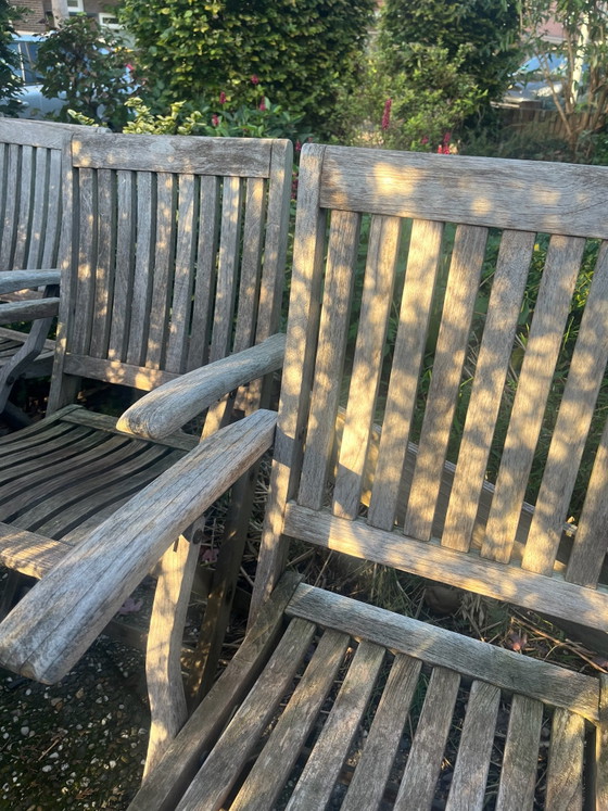 Set van 4 Hattersley houten tuinstoelen (photo 7 of 7)