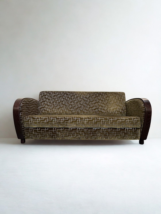 Image 1 of Art-déco-Sofa Bankgrüner Samt