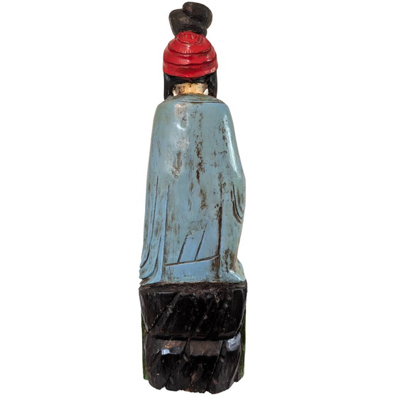 Guanyin chinoise antique (88 cm) – Bois de camphre sculpté à la main Dynastie Qing – Sculptures, Aziatisch (photo 5 of 10)