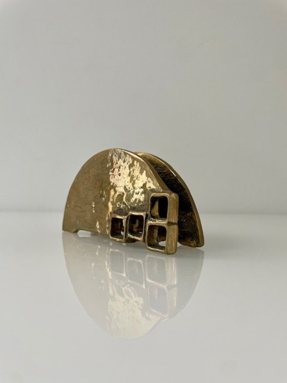 Image 1 of Brutalist messing servethouder van Heinz Goll jaren 60