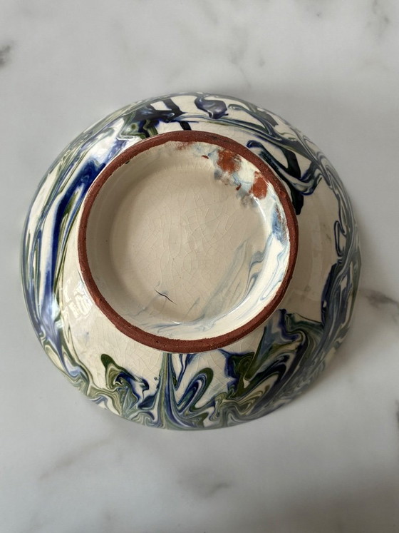 Image 1 of Terracotta salad bowl with a marbled effect
