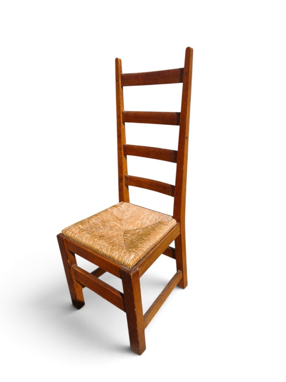 Ensemble de 8 chaises de salle à manger en chêne et jonc – Rattan, Wood (photo 6 of 7)