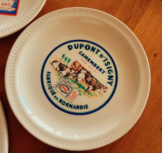 Image 1 of Vintage Franse kaasserveerset (5 kleurrijke borden)