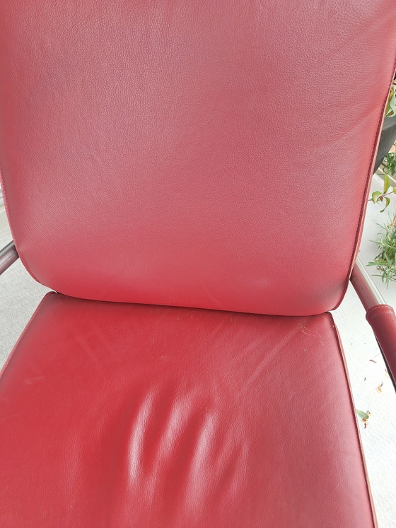 Image 1 of 2 armchairs with leather upholstery