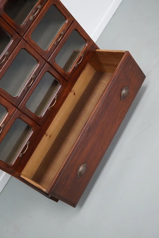 Image 1 of Englischer Kurzwarenschrank mit Glasschubladen, ca. 1930er Jahre