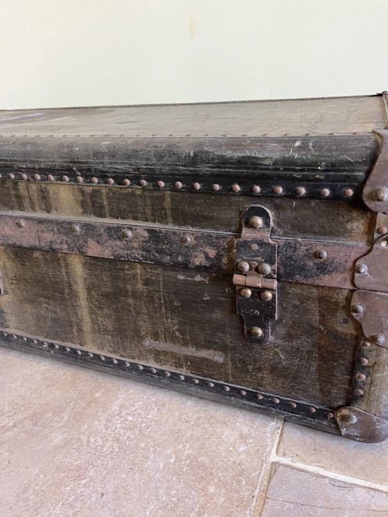 Grande baule da viaggio dei primi del '900. – Armadi contenitori, Leather, Metal, Industrieel (photo 14 of 19)