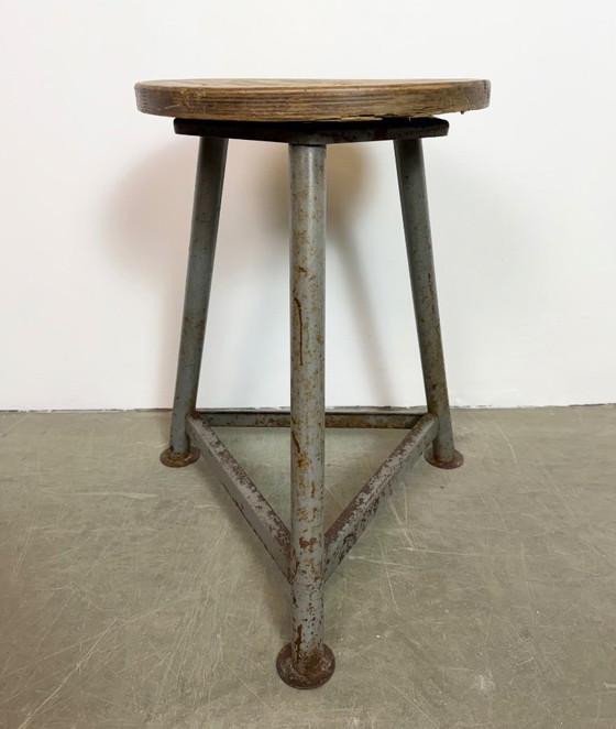 Image 1 of Grey Industrial Workshop Stool, 1960s