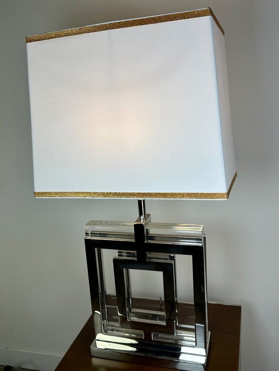 Image 1 of Lamp in art-decostijl van verchroomd aluminium en altuglas, jaren 2000.