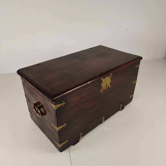 Image 1 of 18th-century Dutch VOC colonial chest with brass fittings
