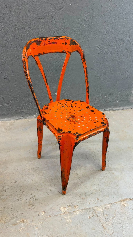 Image 1 of Set aus 6 industriellen Esszimmerstühlen aus Metall von Joseph Mathieu, lackierter Stahl, 1920er Jahre, Frankreich