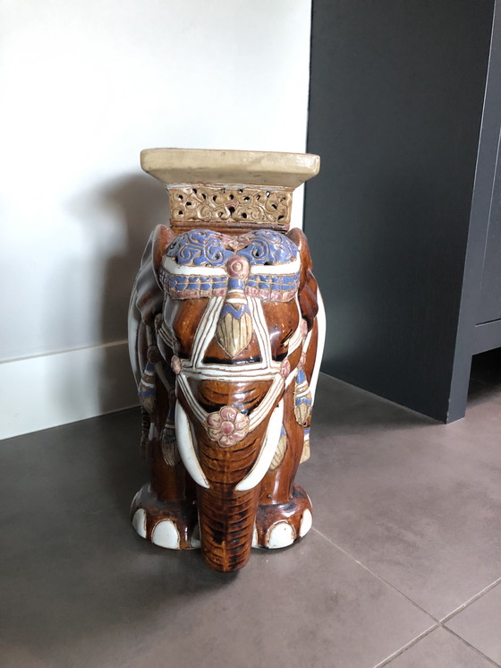 Image 1 of Ceramic elephant plant table/stool
