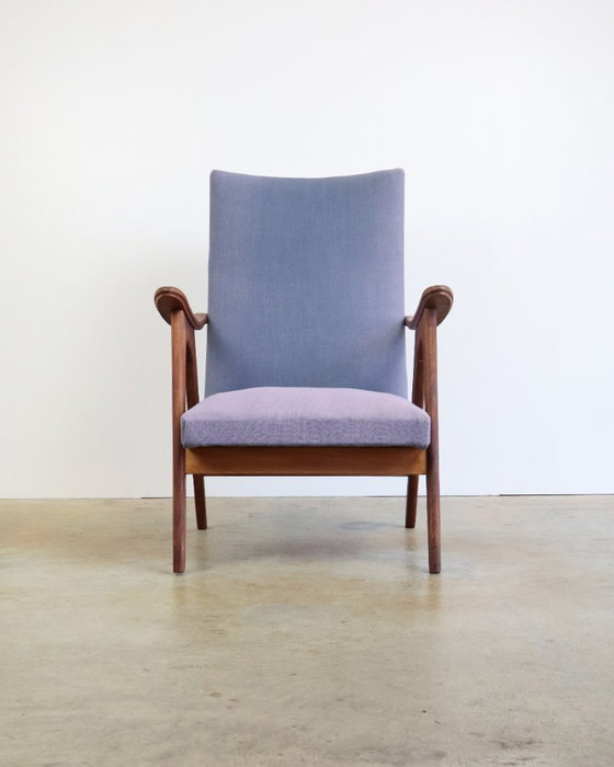 Image 1 of Fauteuil et ottoman vintage milieu du siècle, style lounge, milieu du siècle.