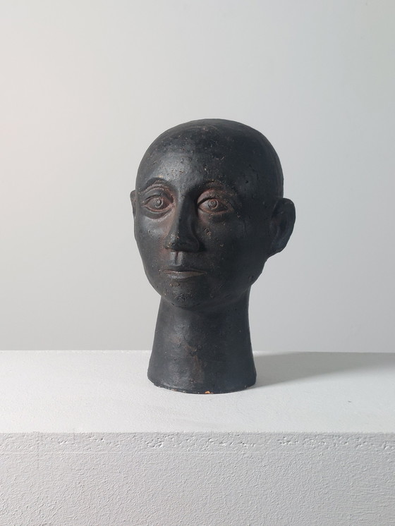 Image 1 of Busto de cabeza de cerámica antiguo, gabinete de curiosidades