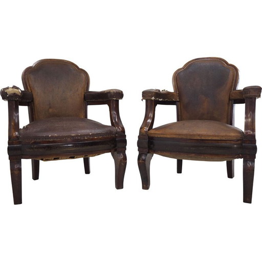 Coppia di poltrone Art Déco vintage del Ministero degli Interni della Cecoslovacchia, anni '30