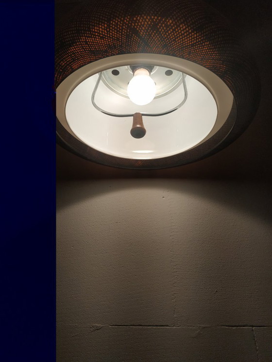 Image 1 of Space age 'honeycomb' 60s-70s design pendant lamp gold brown (height adjustable).