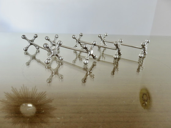 Image 1 of Série de 4 Porte Couteaux, Design, en Métal Argenté, 1970