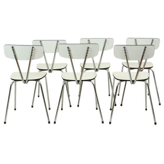 Image 1 of Set Of 6 Gray Formica Chairs Sixties