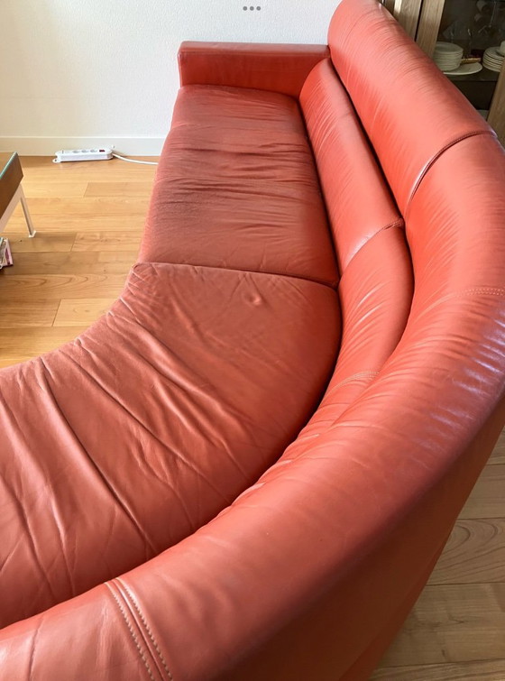 Image 1 of Beautiful orange leather Gelderland designer corner sofa