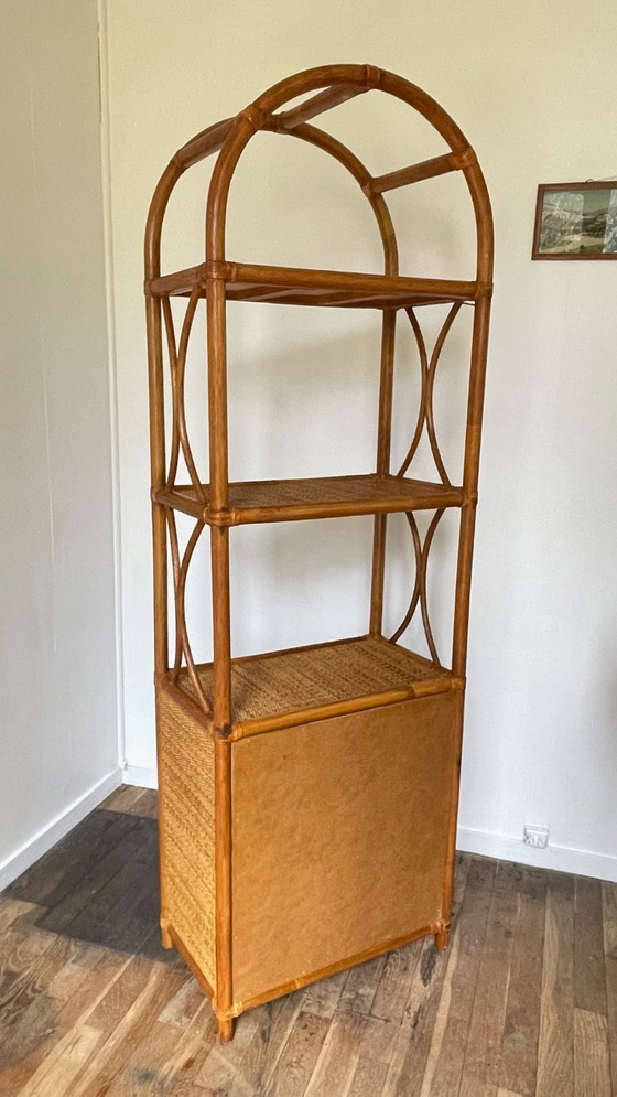 Image 1 of Vintage Wicker and Rattan Shelf