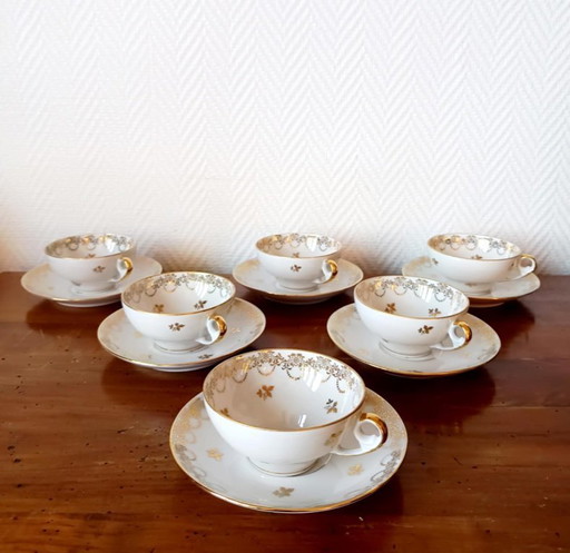 6x Limoges porcelain gold cups