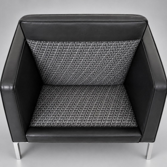 Set Artifort 905 Comfort Fauteuils en cuir noir, Chrome (photo 7 sur 7)