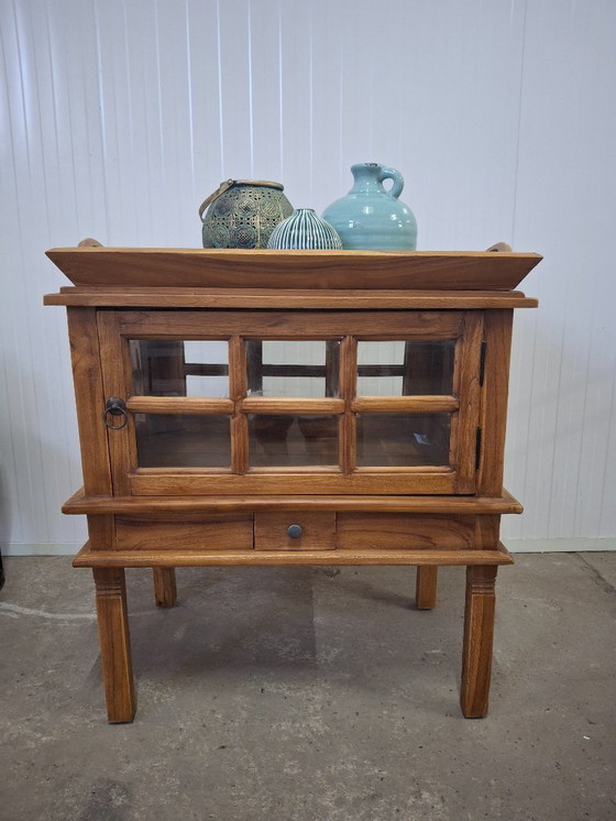 Image 1 of Magnifique meuble à thé en teck neuf avec porte et tiroir