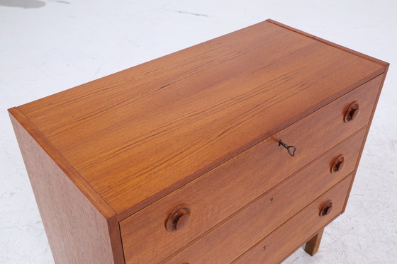 Image 1 of Prachtige teakhouten ladenkast Mid Century | vintage ladekast hout opbergruimte 60s 70s #07-55