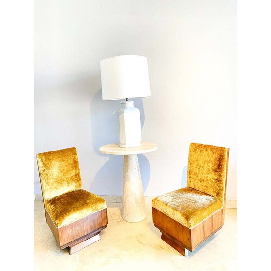 Image 1 of Vintage white lacquered ceramic table lamp, Italy 1970