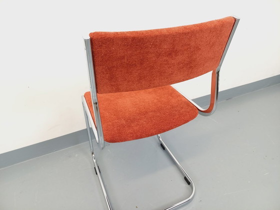 Image 1 of Vintage cantilever chair in chromed metal and fabric from the '70s