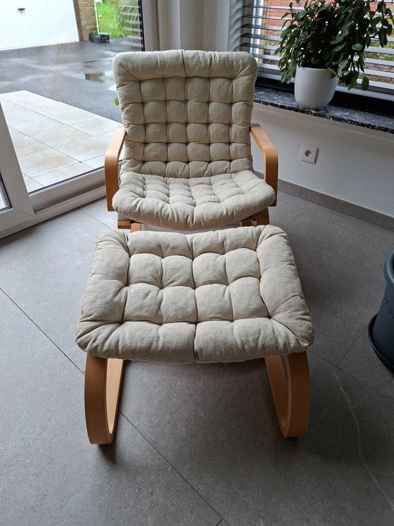 Poltrona lounge scandinava vintage + poggiapiedi anni 60/70 – Divani 2 posti, Textile, Wood (photo 8 of 22)
