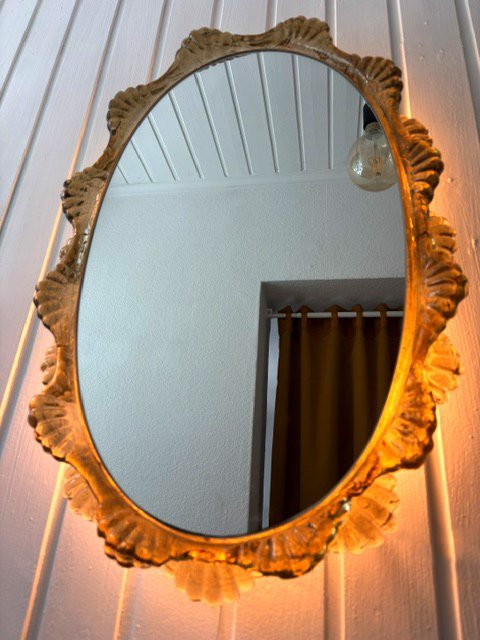 Image 1 of Retroiluminado, gran espejo de Hillebrand de cristal acrílico hielo años 60 70