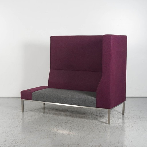 Treinbank Palau, 172 x 74 cm, antraciet / paars – akoestische bank, Metal, Wool