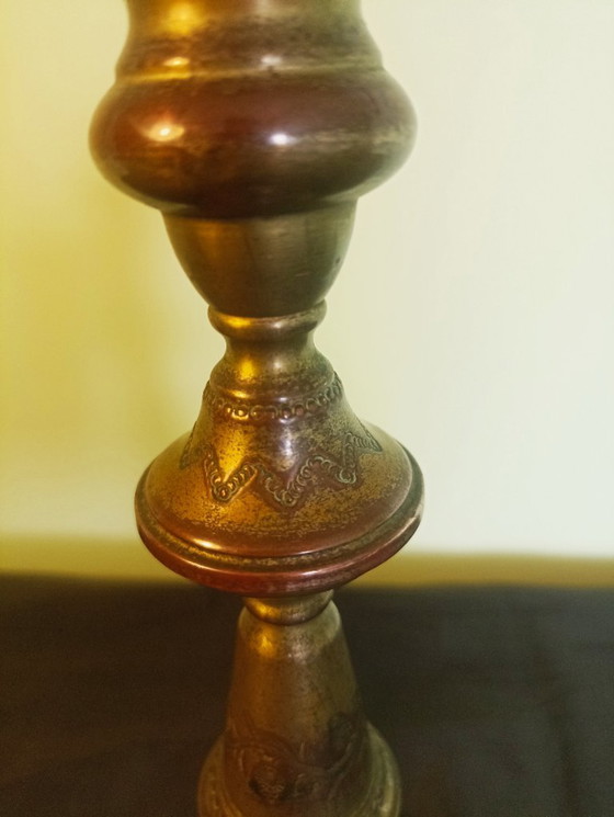Image 1 of candelabro Bezalel Jerusalem unico - bronzo multitono - Boris Schatz (ca 1920)