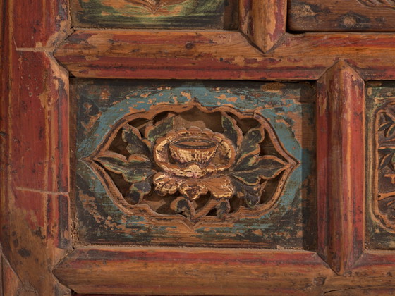 Antique low carved sideboard in elm wood – China, circa 1930 – Iron (photo 38 of 40)