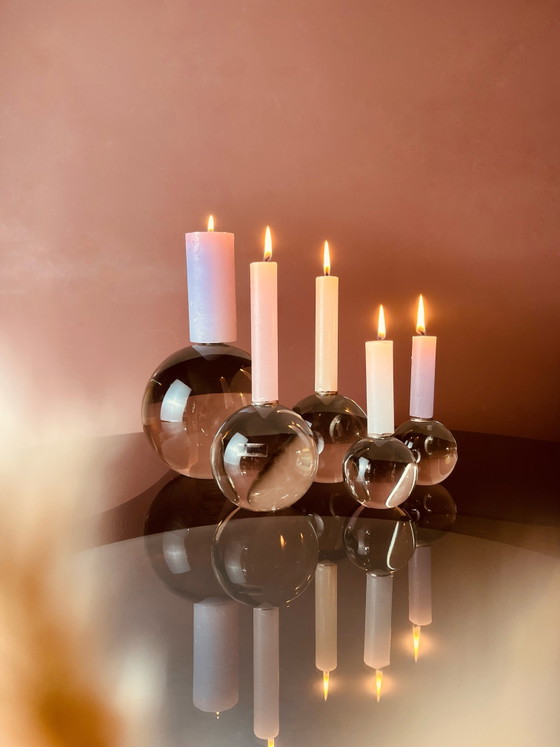 Image 1 of Unique! Murano Barbine glass candlesticks