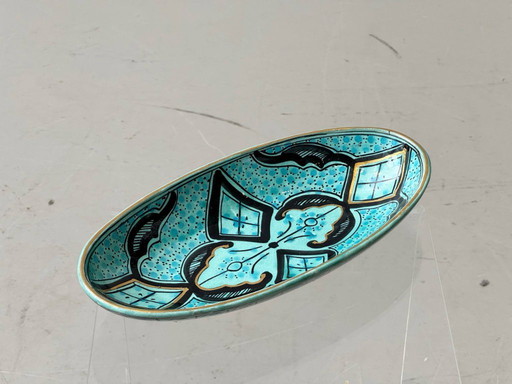 Hand-painted ceramic bowl by Azouz Kharraz, 1980s