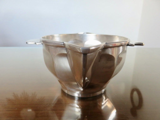 Salsiera Art Déco in metallo argentato, con punzone, anni '20-'30, Francia