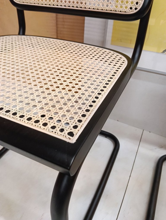 Image 1 of ALIVARMVSEVM 104. SET of 2 CESCA B32 Chairs (NEW) in Black Frame Limited Edition 