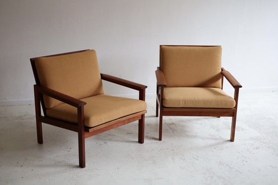 Set of 2 vintage Capella Armchairs Illum Wikkelso 1960s – Eilersen, Wood, Textile (photo 4 of 12)