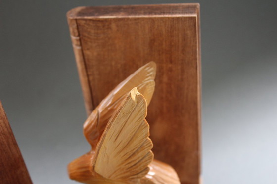 Image 1 of Art Deco bookends, eagle hand-carved from wood
