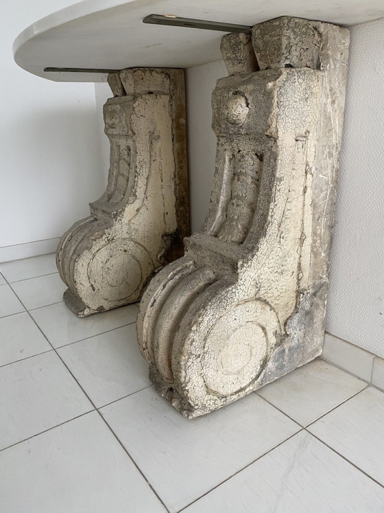 Piano del tavolo in marmo di origine barocca classica proveniente da elementi costruttivi storici – Tavolini (photo 3 of 5)