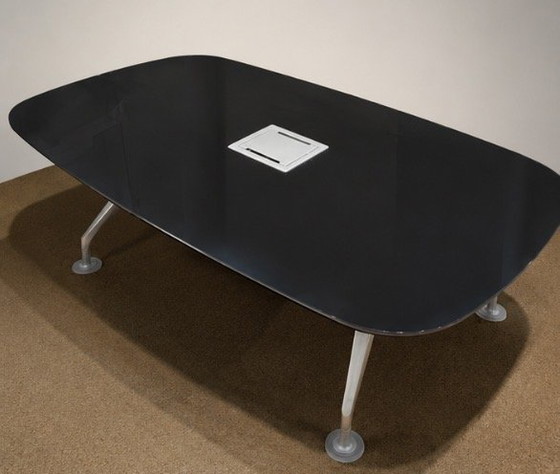Tavolo da conferenza Interstuhl Design – Vetro nero e alluminio – 220 cm – Console, Aluminium, Glass (photo 2 of 5)